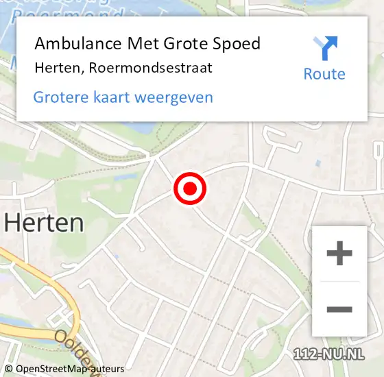 Locatie op kaart van de 112 melding: Ambulance Met Grote Spoed Naar Herten, Roermondsestraat op 13 januari 2022 10:40