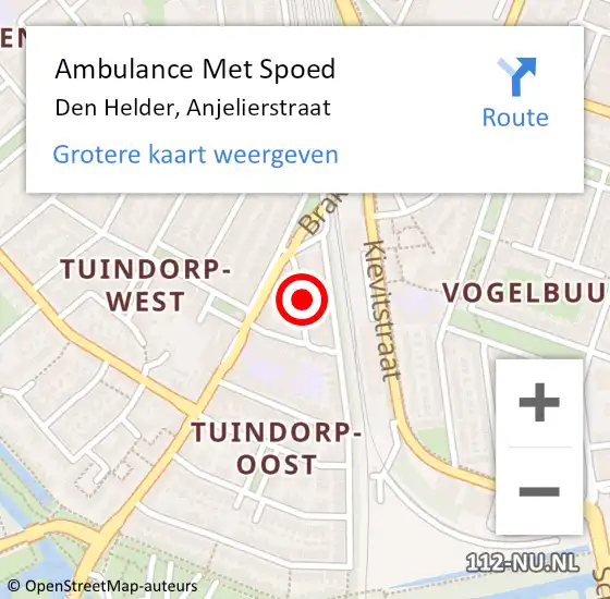 Locatie op kaart van de 112 melding: Ambulance Met Spoed Naar Den Helder, Anjelierstraat op 13 januari 2022 11:05