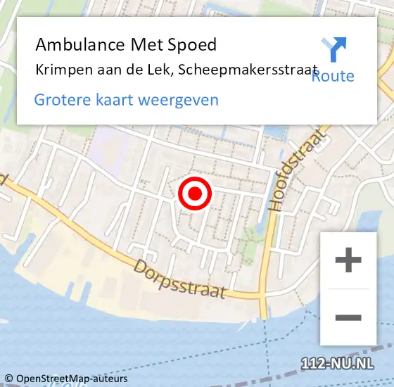 Locatie op kaart van de 112 melding: Ambulance Met Spoed Naar Krimpen aan de Lek, Scheepmakersstraat op 13 januari 2022 11:08