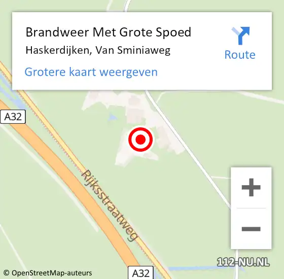 Locatie op kaart van de 112 melding: Brandweer Met Grote Spoed Naar Haskerdijken, Van Sminiaweg op 13 januari 2022 11:08