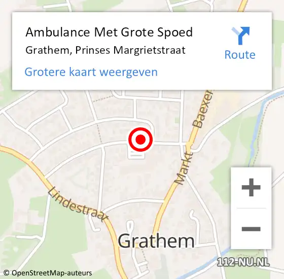 Locatie op kaart van de 112 melding: Ambulance Met Grote Spoed Naar Grathem, Prinses Margrietstraat op 13 januari 2022 11:10