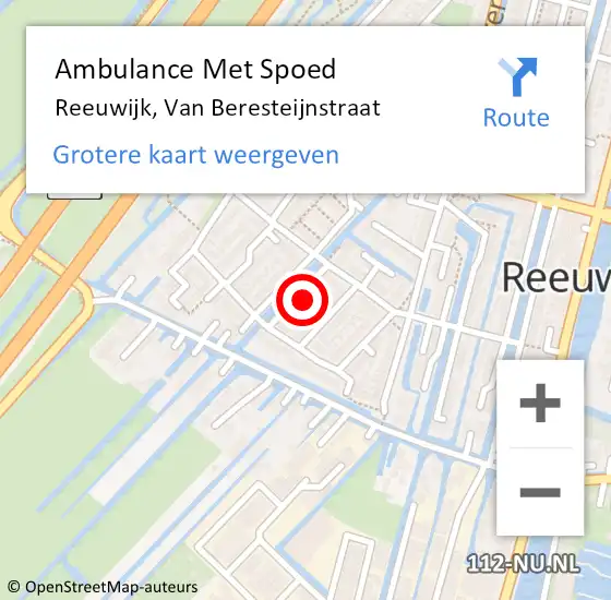 Locatie op kaart van de 112 melding: Ambulance Met Spoed Naar Reeuwijk, Van Beresteijnstraat op 13 januari 2022 11:12