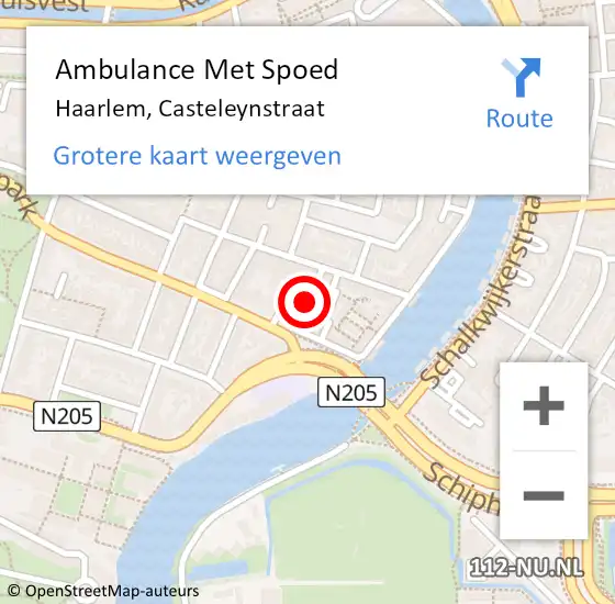 Locatie op kaart van de 112 melding: Ambulance Met Spoed Naar Haarlem, Casteleynstraat op 13 januari 2022 11:16