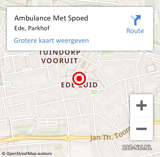 Locatie op kaart van de 112 melding: Ambulance Met Spoed Naar Ede, Parkhof op 13 januari 2022 11:37