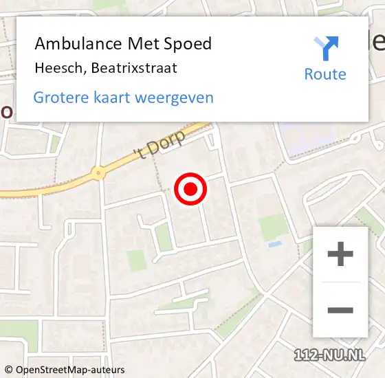 Locatie op kaart van de 112 melding: Ambulance Met Spoed Naar Heesch, Beatrixstraat op 7 oktober 2013 11:42