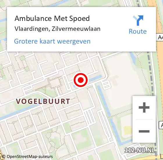 Locatie op kaart van de 112 melding: Ambulance Met Spoed Naar Vlaardingen, Zilvermeeuwlaan op 13 januari 2022 12:03