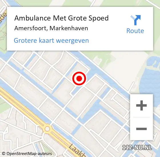 Locatie op kaart van de 112 melding: Ambulance Met Grote Spoed Naar Amersfoort, Markenhaven op 5 juli 2014 07:42