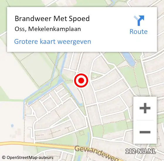 Locatie op kaart van de 112 melding: Brandweer Met Spoed Naar Oss, Mekelenkamplaan op 13 januari 2022 12:42