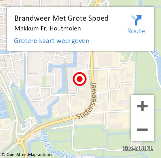 Locatie op kaart van de 112 melding: Brandweer Met Grote Spoed Naar Makkum Fr, Houtmolen op 5 juli 2014 07:49