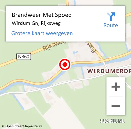 Locatie op kaart van de 112 melding: Brandweer Met Spoed Naar Wirdum Gn, Rijksweg op 5 juli 2014 07:53