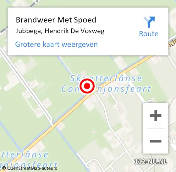 Locatie op kaart van de 112 melding: Brandweer Met Spoed Naar Jubbega, Hendrik De Vosweg op 5 juli 2014 07:58