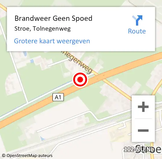 Locatie op kaart van de 112 melding: Brandweer Geen Spoed Naar Stroe, Tolnegenweg op 13 januari 2022 14:18