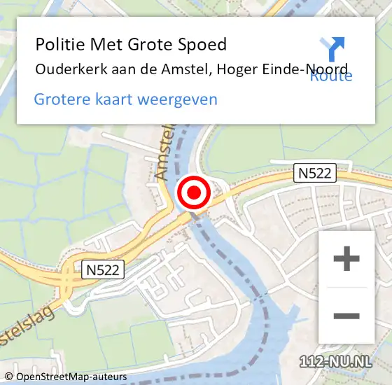 Locatie op kaart van de 112 melding: Politie Met Grote Spoed Naar Ouderkerk aan de Amstel, Hoger Einde-Noord op 13 januari 2022 14:37