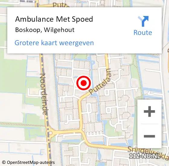 Locatie op kaart van de 112 melding: Ambulance Met Spoed Naar Boskoop, Wilgehout op 13 januari 2022 15:31