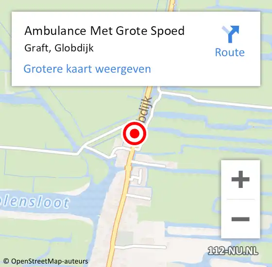 Locatie op kaart van de 112 melding: Ambulance Met Grote Spoed Naar Graft, Globdijk op 13 januari 2022 15:36
