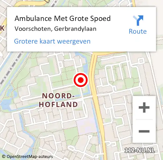 Locatie op kaart van de 112 melding: Ambulance Met Grote Spoed Naar Voorschoten, Gerbrandylaan op 13 januari 2022 15:42