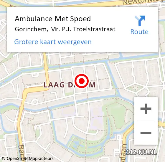 Locatie op kaart van de 112 melding: Ambulance Met Spoed Naar Gorinchem, Mr. P.J. Troelstrastraat op 13 januari 2022 16:01