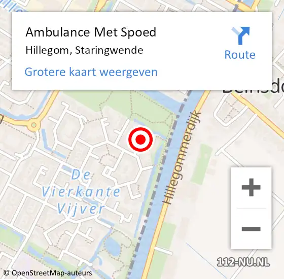 Locatie op kaart van de 112 melding: Ambulance Met Spoed Naar Hillegom, Staringwende op 13 januari 2022 16:02