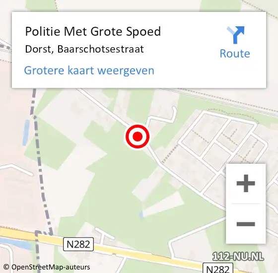 Locatie op kaart van de 112 melding: Politie Met Grote Spoed Naar Dorst, Baarschotsestraat op 13 januari 2022 16:23