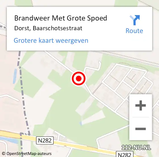 Locatie op kaart van de 112 melding: Brandweer Met Grote Spoed Naar Dorst, Baarschotsestraat op 13 januari 2022 16:24