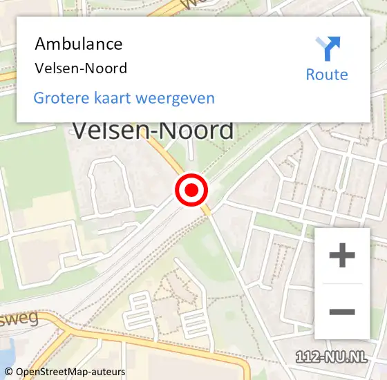 Locatie op kaart van de 112 melding: Ambulance Velsen-Noord op 13 januari 2022 16:25