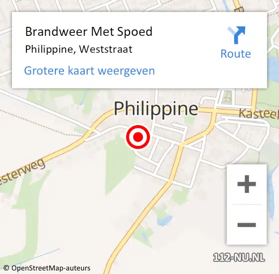 Locatie op kaart van de 112 melding: Brandweer Met Spoed Naar Philippine, Weststraat op 13 januari 2022 16:28
