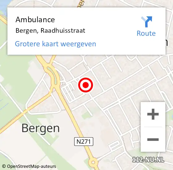 Locatie op kaart van de 112 melding: Ambulance Bergen, Raadhuisstraat op 13 januari 2022 16:39