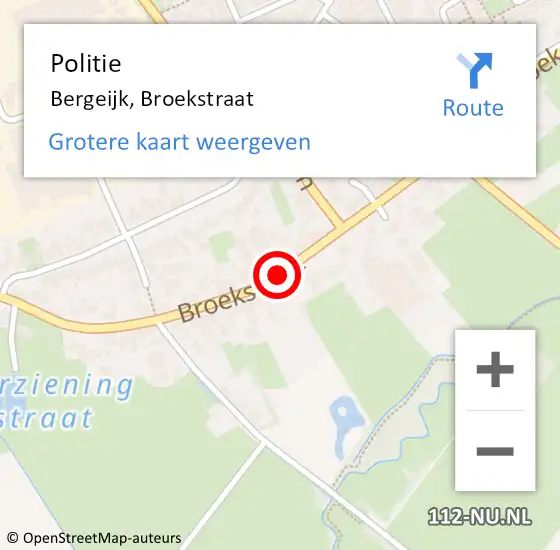 Locatie op kaart van de 112 melding: Politie Bergeijk, Broekstraat op 13 januari 2022 16:42