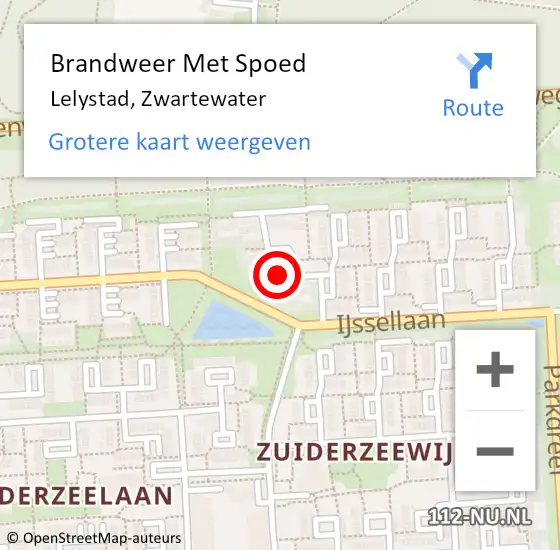 Locatie op kaart van de 112 melding: Brandweer Met Spoed Naar Lelystad, Zwartewater op 13 januari 2022 16:45