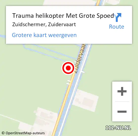 Locatie op kaart van de 112 melding: Trauma helikopter Met Grote Spoed Naar Zuidschermer, Zuidervaart op 13 januari 2022 16:57