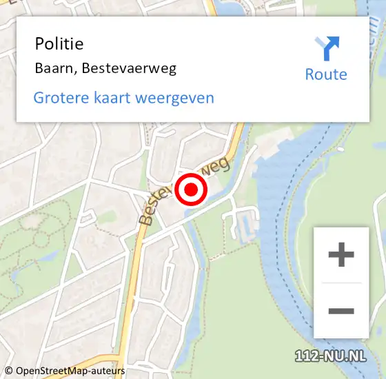 Locatie op kaart van de 112 melding: Politie Baarn, Bestevaerweg op 13 januari 2022 17:07