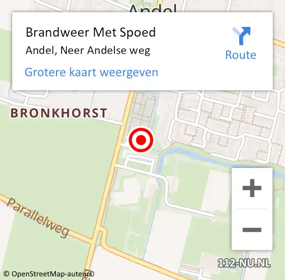 Locatie op kaart van de 112 melding: Brandweer Met Spoed Naar Andel, Neer Andelse weg op 13 januari 2022 17:09