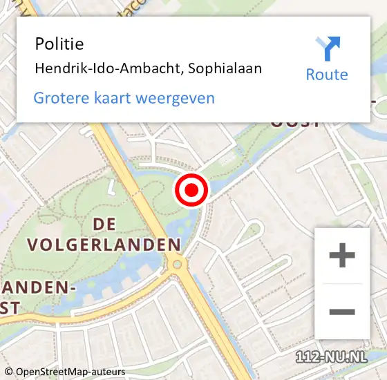 Locatie op kaart van de 112 melding: Politie Hendrik-Ido-Ambacht, Sophialaan op 13 januari 2022 17:25