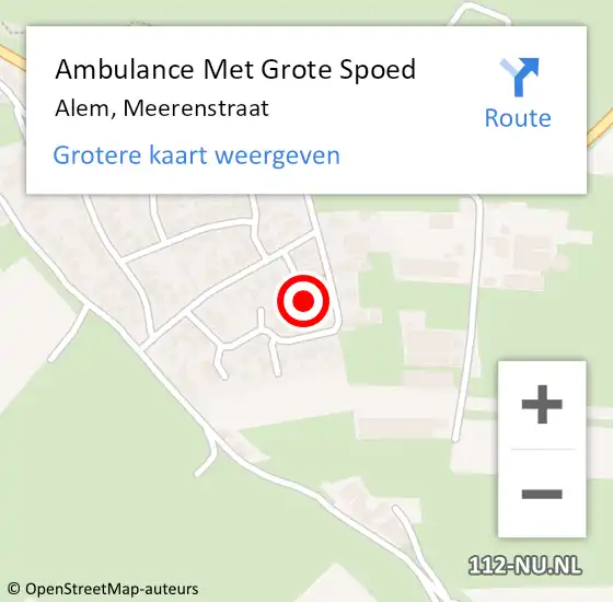 Locatie op kaart van de 112 melding: Ambulance Met Grote Spoed Naar Alem, Meerenstraat op 13 januari 2022 17:52