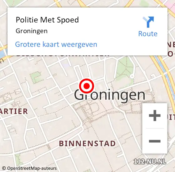 Locatie op kaart van de 112 melding: Politie Met Spoed Naar Groningen op 13 januari 2022 18:13