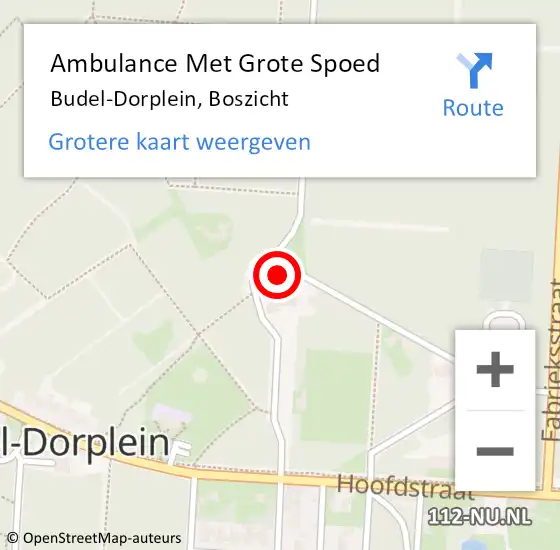 Locatie op kaart van de 112 melding: Ambulance Met Grote Spoed Naar Budel-Dorplein, Boszicht op 13 januari 2022 18:48