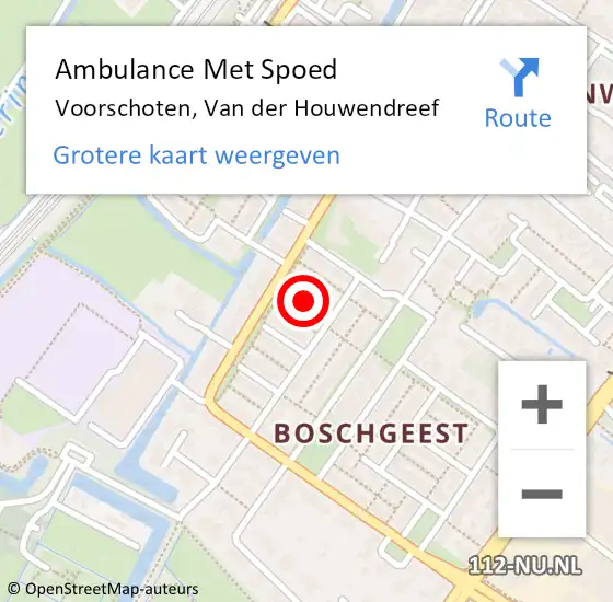 Locatie op kaart van de 112 melding: Ambulance Met Spoed Naar Voorschoten, Van der Houwendreef op 13 januari 2022 18:57