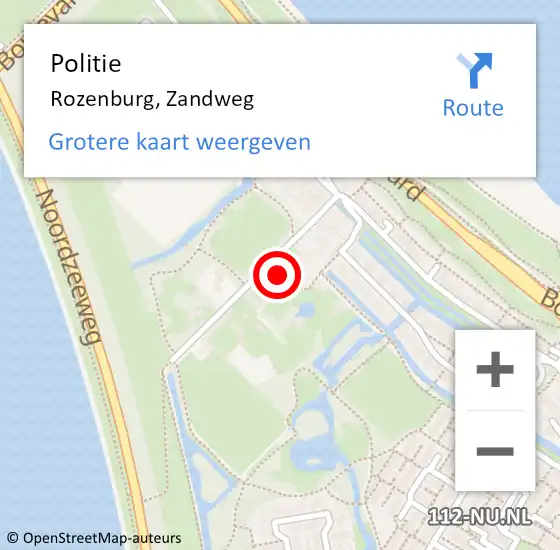 Locatie op kaart van de 112 melding: Politie Rozenburg, Zandweg op 13 januari 2022 19:59