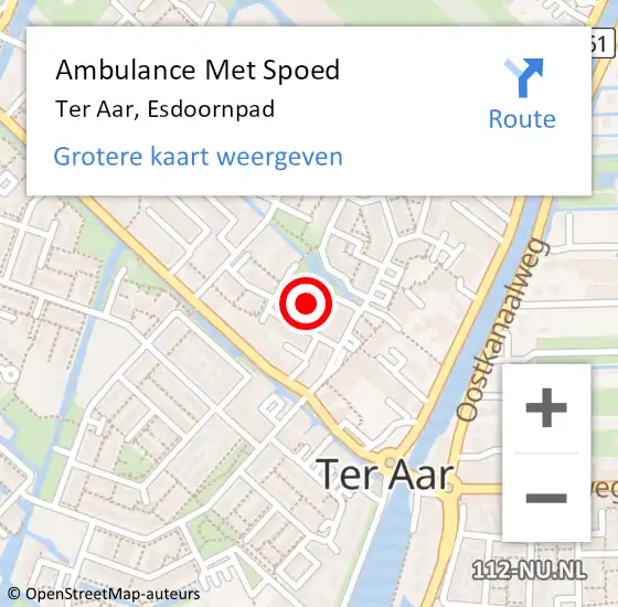 Locatie op kaart van de 112 melding: Ambulance Met Spoed Naar Ter Aar, Esdoornpad op 13 januari 2022 20:00