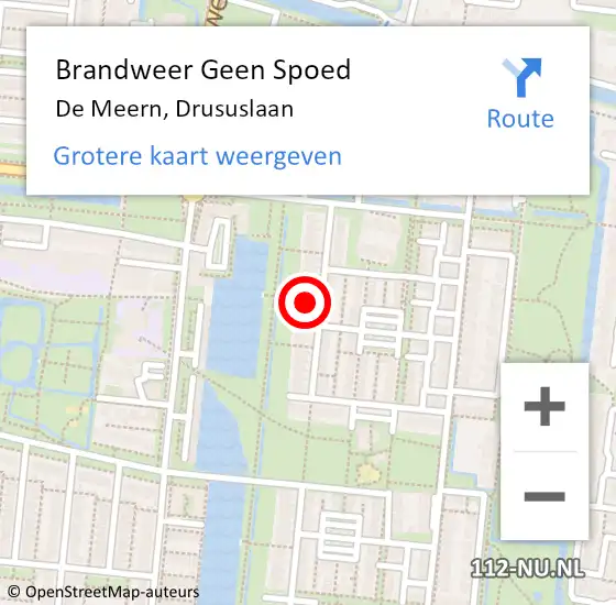 Locatie op kaart van de 112 melding: Brandweer Geen Spoed Naar De Meern, Drususlaan op 13 januari 2022 20:08