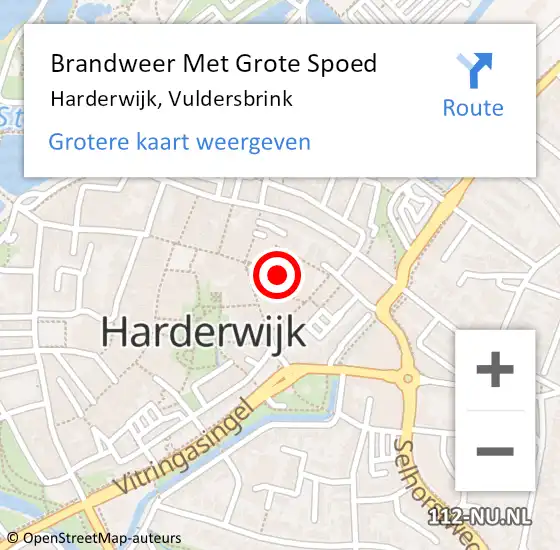 Locatie op kaart van de 112 melding: Brandweer Met Grote Spoed Naar Harderwijk, Vuldersbrink op 13 januari 2022 20:51