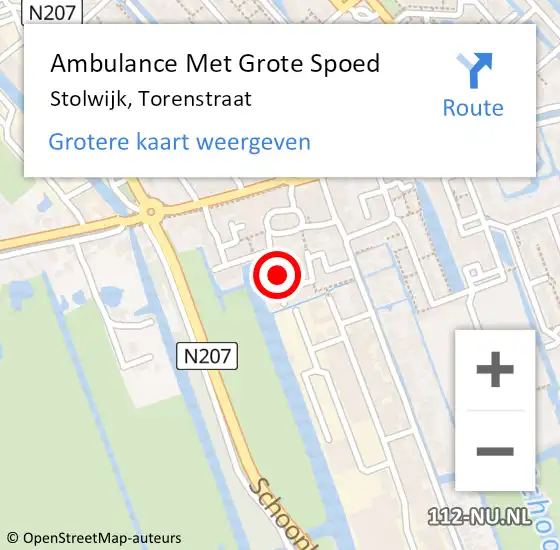 Locatie op kaart van de 112 melding: Ambulance Met Grote Spoed Naar Stolwijk, Torenstraat op 13 januari 2022 21:11