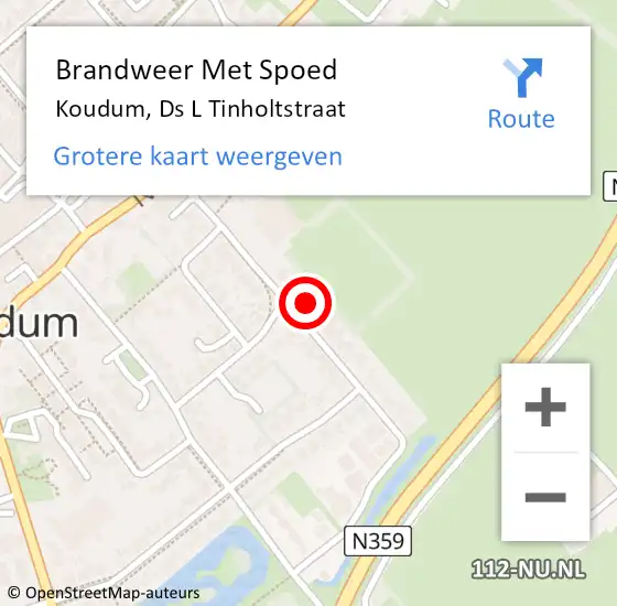 Locatie op kaart van de 112 melding: Brandweer Met Spoed Naar Koudum, Ds L Tinholtstraat op 13 januari 2022 21:27