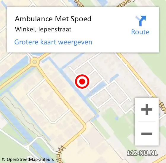 Locatie op kaart van de 112 melding: Ambulance Met Spoed Naar Winkel, Iepenstraat op 13 januari 2022 21:41