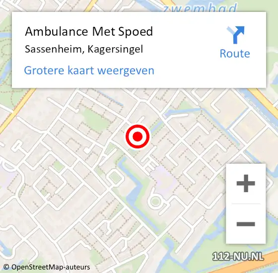 Locatie op kaart van de 112 melding: Ambulance Met Spoed Naar Sassenheim, Kagersingel op 13 januari 2022 22:09