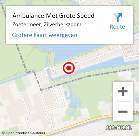 Locatie op kaart van de 112 melding: Ambulance Met Grote Spoed Naar Zoetermeer, Zilverberkzoom op 13 januari 2022 22:09