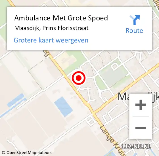 Locatie op kaart van de 112 melding: Ambulance Met Grote Spoed Naar Maasdijk, Prins Florisstraat op 13 januari 2022 22:16