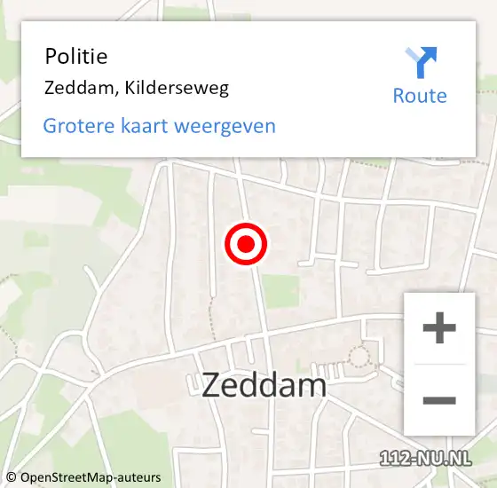 Locatie op kaart van de 112 melding: Politie Zeddam, Kilderseweg op 13 januari 2022 22:22