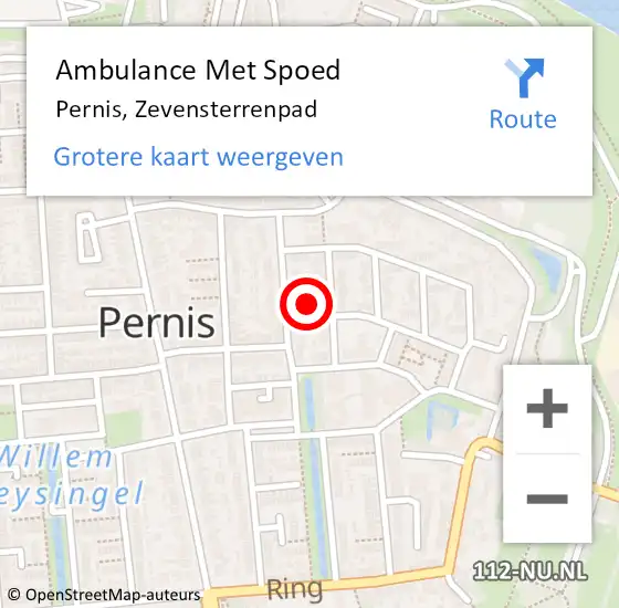 Locatie op kaart van de 112 melding: Ambulance Met Spoed Naar Pernis, Zevensterrenpad op 13 januari 2022 22:27