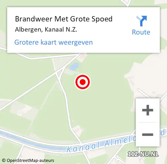 Locatie op kaart van de 112 melding: Brandweer Met Grote Spoed Naar Albergen, Kanaal N.Z. op 13 januari 2022 22:39